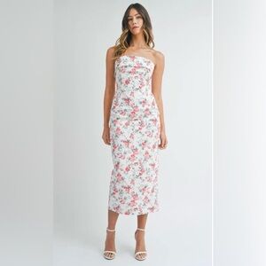 Mable Floral Strapless Bodycon Midi Dress Size Small NWT